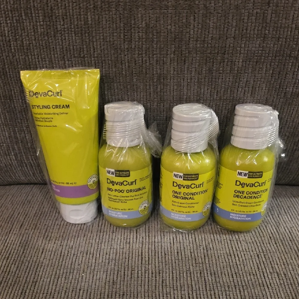 DevaCurl Hair Care Collection, 4 Piece Set In Clear Bag, Moisture Hydration, New
